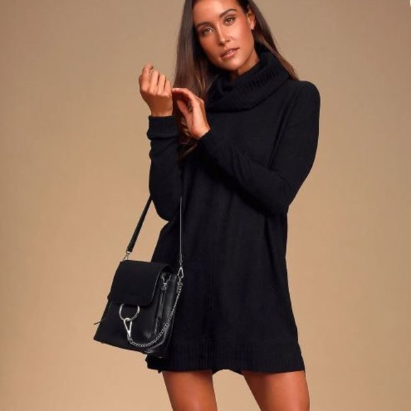 Lulus Dresses & Skirts - Lulu's black cowl neck long sleeve sweater dress